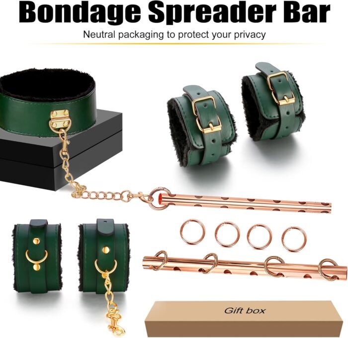 BDSM Bondage Sex Toys Restraints- Spreader Bar BDSM Toys with Adjustable Handcuffs，Wrist Ankle Neck Collar Bondage Set，Sex Restraints BDSM for Adult Couple - Image 2