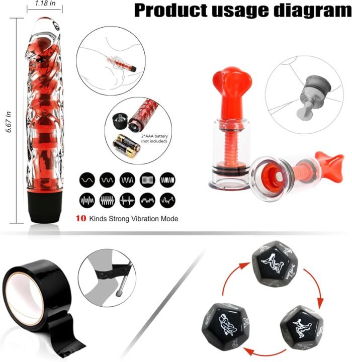 BDSM kit Sex Toys Bondage Restraints Set,Anal Butt Plug Toys and Adjustable Handcuffs Collar Ankle Cuff Blindfold,Sex Things for Couples Kinky and Couple Sex Toys for Games Card. - Image 7