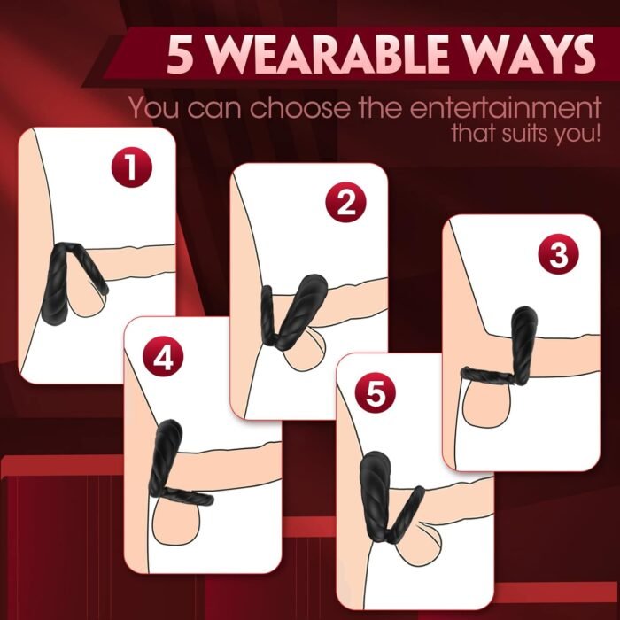Vibrating Cock Ring Sex Toys for Men - Penis Ring Vibrator with 10 Vibrations, Adult Male Sex Toy for Longer Harder Stronger, Double Penis Vibrators, Couples Mens Male Adult Sex Toys & Games - Image 4