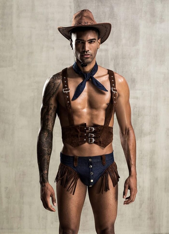 Mens Cowboy Boy Cosplay Costume Tuxedo Sexy Lingerie Set Role Play Uniform Gay Bar Nightclub Outfit - Image 5