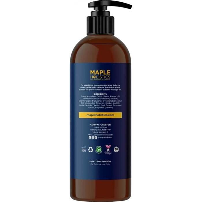 Luxurious Vanilla Massage Oil for Couples - Easy Glide Non Greasy Sweet Vanilla Sensual Massage Oils for Date Night with Silky Smooth Sweet Almond Oil Coconut and Jojoba - Vegan Non GMO & Gluten Free - Image 6