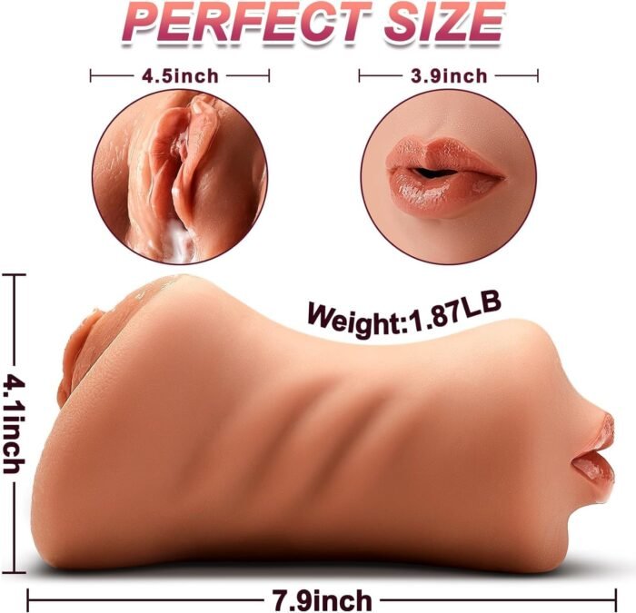 3 in 1 Pocket Pussy Male Masturbator - Adult Sex Toys for Men Penis Stimulation,Male Blowjob Stroker Toy with 3D Realistic Textured Tight Anus & Real Mouth for Man Masturbation Pleasure (Tan) - Image 4