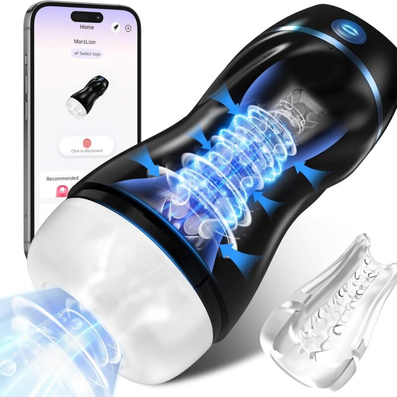 EINSEO Automatic Sucking Male Masturbators - Upgraded 7 Vibration & Suction Hands Free Pocket Pussy Male Stroker with 3D Realistic Textured, Blowjob Toy Mens Adult Male Sex Toys for Men Sex Machine