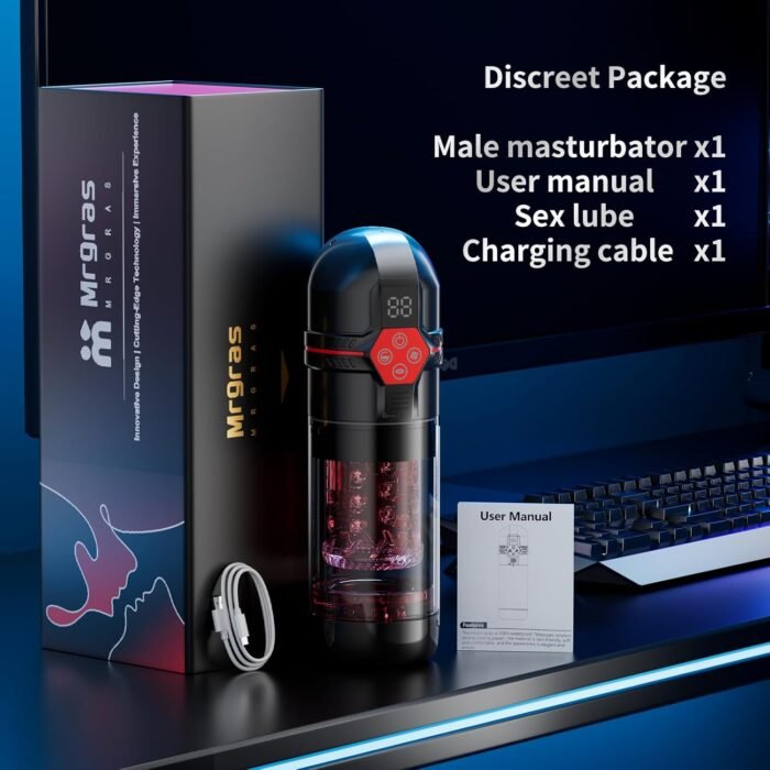 Male Masturbator Penis Pump - Male Sex Toys for Men with Upgrade 12 S Vacuum Pump & 7 Thrusting Rotating Vibrating Sucking Licking LCD Adult Toys Mens Sex Toys Pumps & Enlargers - Image 9