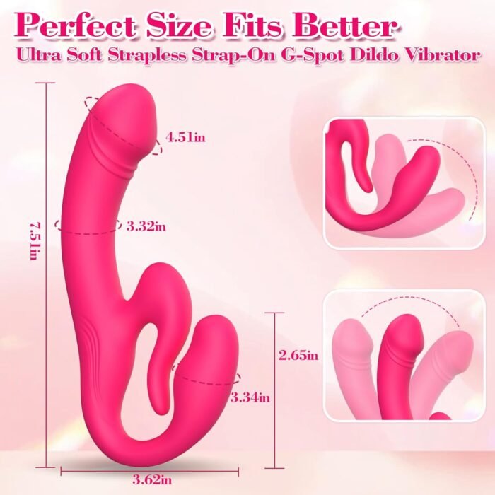 Strapless Strap On Dildo Harness Lesbian Sex Toys, Licking Anti-Slip Silicone Realistic Double-Ended Vibrating Butt Plug, Adult Anal Sex Toys for Women Couples Sexual Pleasure Tools - Image 4