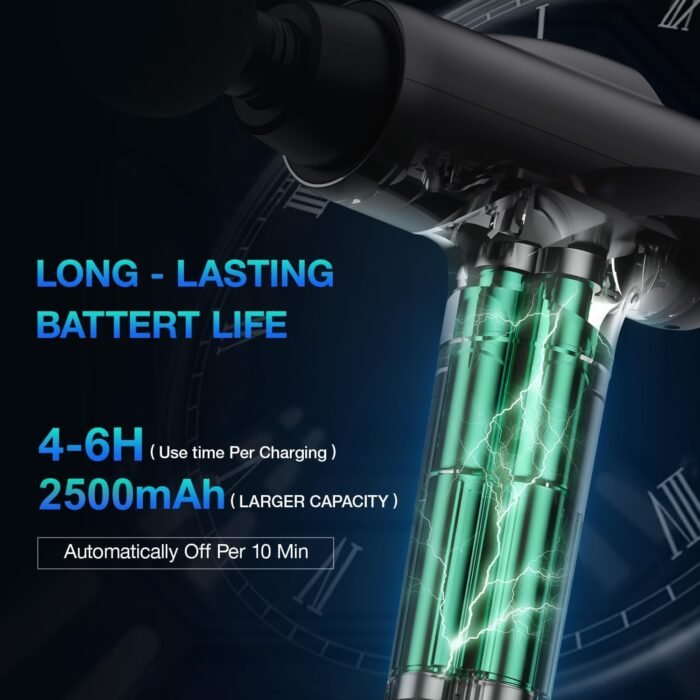 Massage Gun Deep Tissue, Handheld Electric Muscle Massager, High Intensity Percussion Massage Device for Pain Relief with 9 Attachments & 30 Speed(Grey) - Image 3