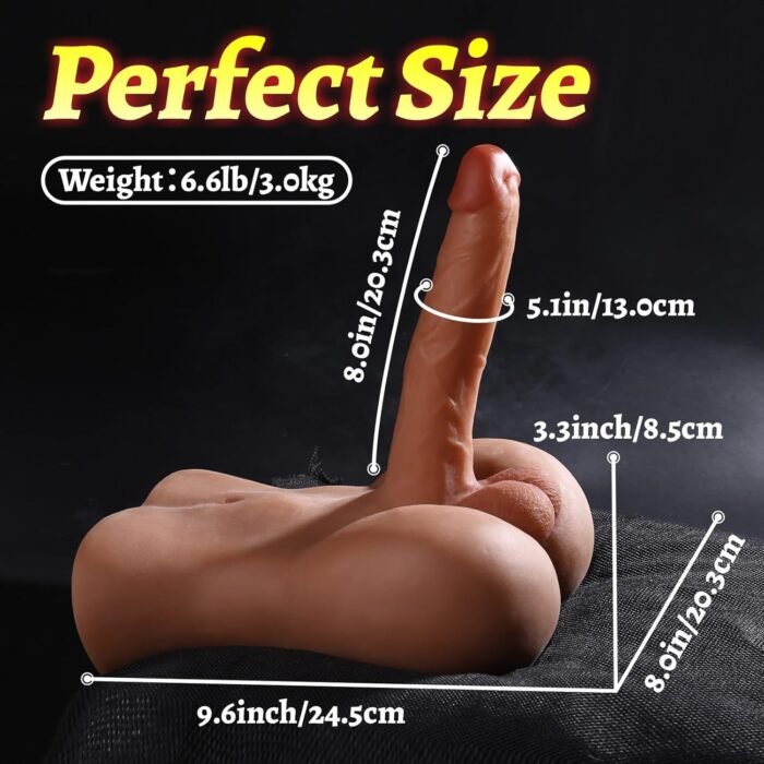 Brown Male Sex Doll with Flexible Dildo Realistic Sex Huge Cock, Men Sex Dolls for Women Tight Anal Hole 8in Cock for Female Masturbation, Unisex Masturbator Sex Toy for Women Gay Couple Men 7lb - Image 8