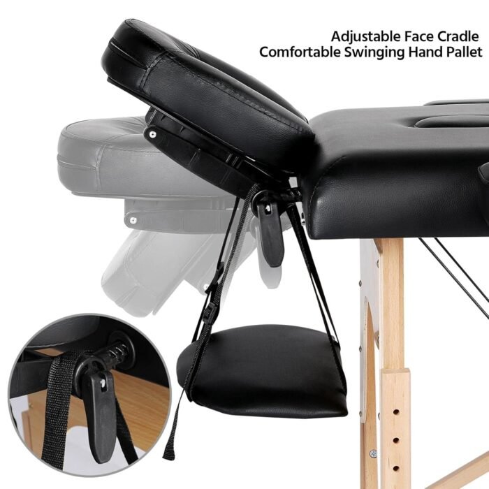 Yaheetech Massage Table Portable Lash Beds Spa Bed Massage Couch Foldable Spa Tables Adjustable 2 Fold with Non-Woven Bag 24 inch, Black - Image 4
