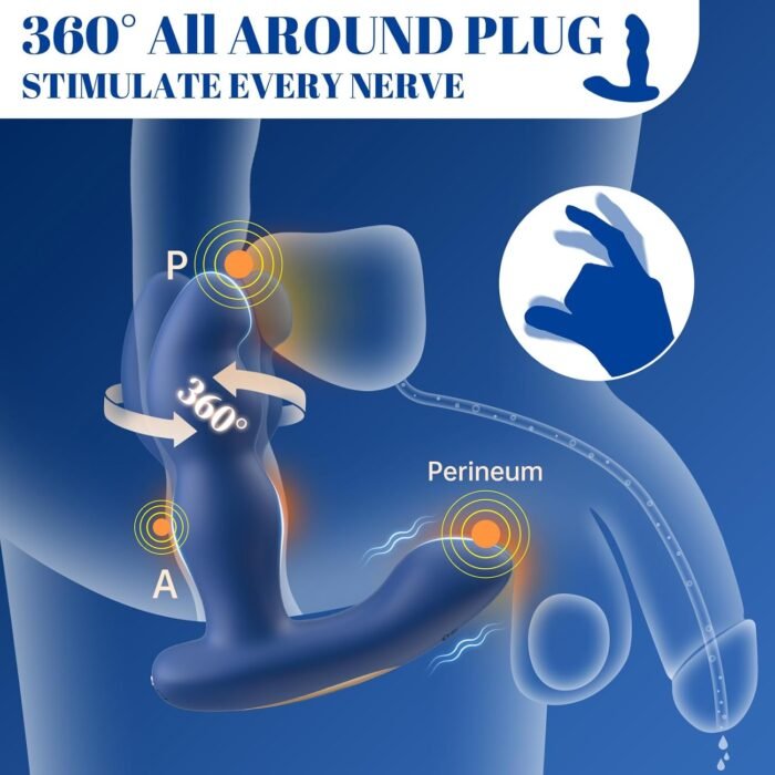 360° Rotating Prostate Anal Sex Toy for Male Masturbator & Female Clitoral Dildo Massage with 7 Rotating & 7 Vibrating Modes, Beginner Advanced Player Butt Training Remote Control Vibrating Couple Toy - Image 2