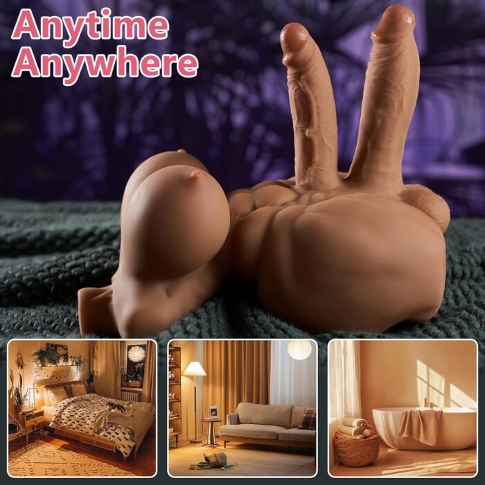 Shemale Sex Doll FUTA Sex Toy Torso Two Dildo Male Masturbator with Flexible Dildo for Women, Big Breasts and Vaginal Anal Trans Sex Doll for Men Transsexual Torso Toys - Image 5