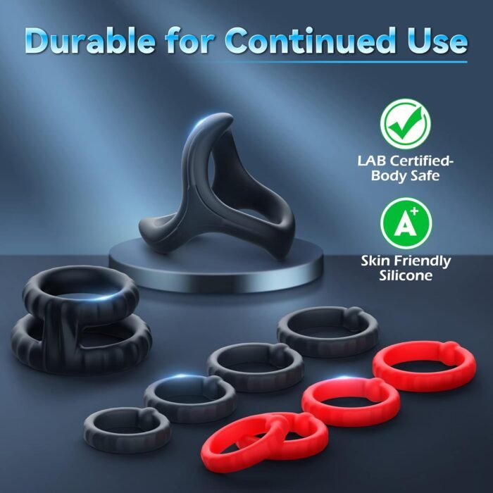 Silicone Penis Ring Set Sex Toys for Men, Amortoy 10 PCS Men’s Cock Rings Penis Sleeve Shaft for Erection Enhancing, Soft Stretchy Male Sex Toys, Adult Toys for Couples Pleasure - Image 4