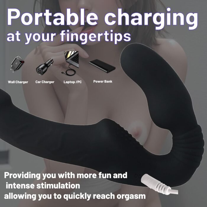 Womens Sex Toys Strapon Dildo - G Spot Realistic Dildo Vibrator for Clitoral Anal Sex with 10 Intense Vibrating Modes & Remote Control, Strapless Strap On Dildo Female Couples Adult Sex Toys (Black) - Image 7