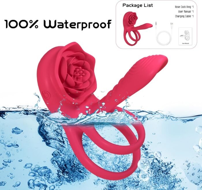 Vibrating Cock Ring Penis Sleeve with Rose Clitoral Stimulator, Penis Ring Vibrator Couples Adult Sex Toys for Men Women, Male Female Couple Sex Toy with G Spot Clitoris Vibrator - Image 8