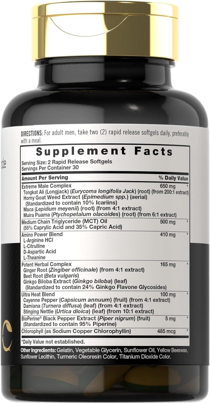 Carlyle Ultra Libido Supplement for Men | 60 Softgel Capsules | Extreme Male Formula | Non-GMO & Gluten Free - Image 2