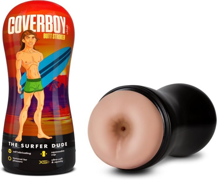 Blush Novelties, Coverboy Surfer Dude, Realistic Male Masturbator Self Lubricating Stroker, Textured Ribs for Massaging Pleasure & Flesh Feel, Gay or Straight Pocket Anal Play, Adult Male Sex Toy