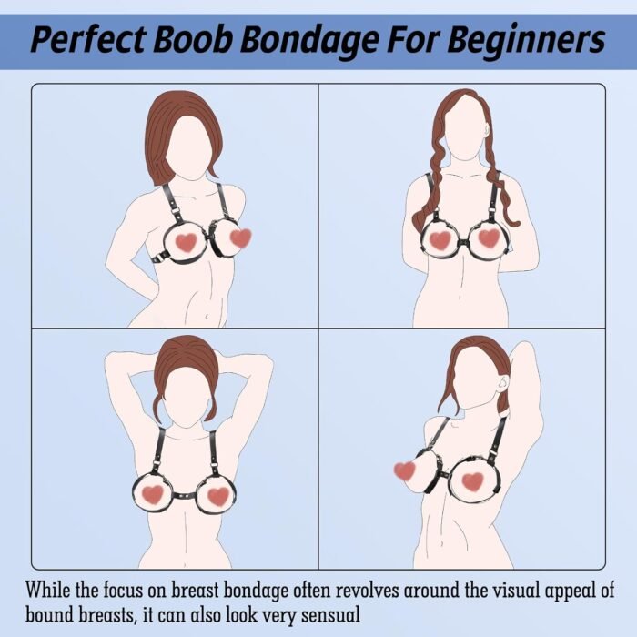 BDSM Breast Sex Bondage Restraints - B to D Cup Boobs Leather Sexy Harness for Women Body, BDSM Kit Chest Restraints Bra Binding Cuffs Kinky Sex Toy (Black M) - Image 7