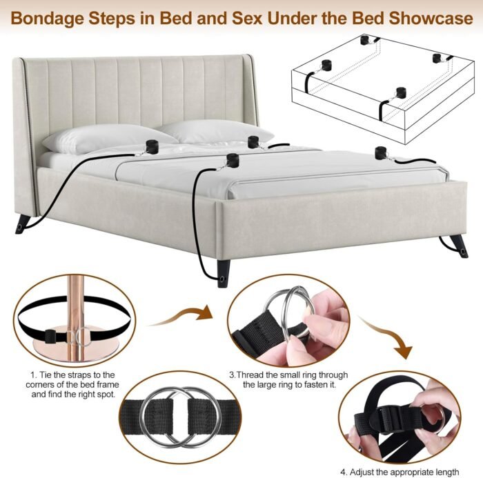 BDSM Sex Bondage BDSM kit,Sex Bed Restraints Bondage Gear & Accessories,Sex Toy Bondage,Couples Sex Toys Bondage Handcuffs,78.7 inch Adjustable Bondage Sex Belt Couple Adult Toys Male Female - Image 2