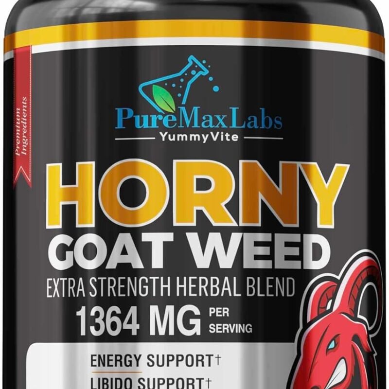 Horny Goat Weed Extra Strength Blend, 120 Capsules, w. Maca, Arginine, Ginseng, Tribulus, Tongkat, Libido, Stamina, Energy Support, Non-GMO Formula, 120 Caps