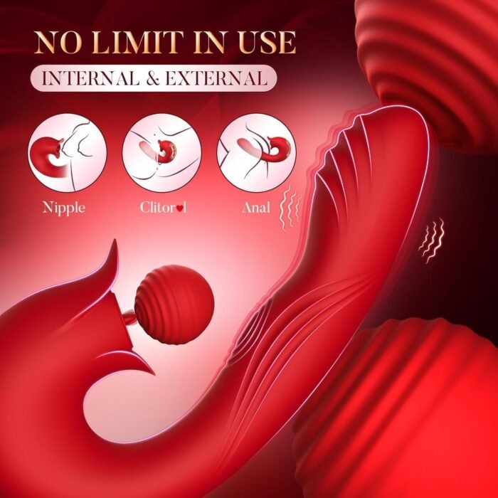 Vibrator Dildo Adult Sex Toys with Clitoral Licking, 3IN1 Couples Vibrator Womens Sex Toys with 7 Vibrating & 7 Licking & 10 Pulsating Modes, U-Shape G Spot Vibrator Female Sex Toys for Couples - Image 3