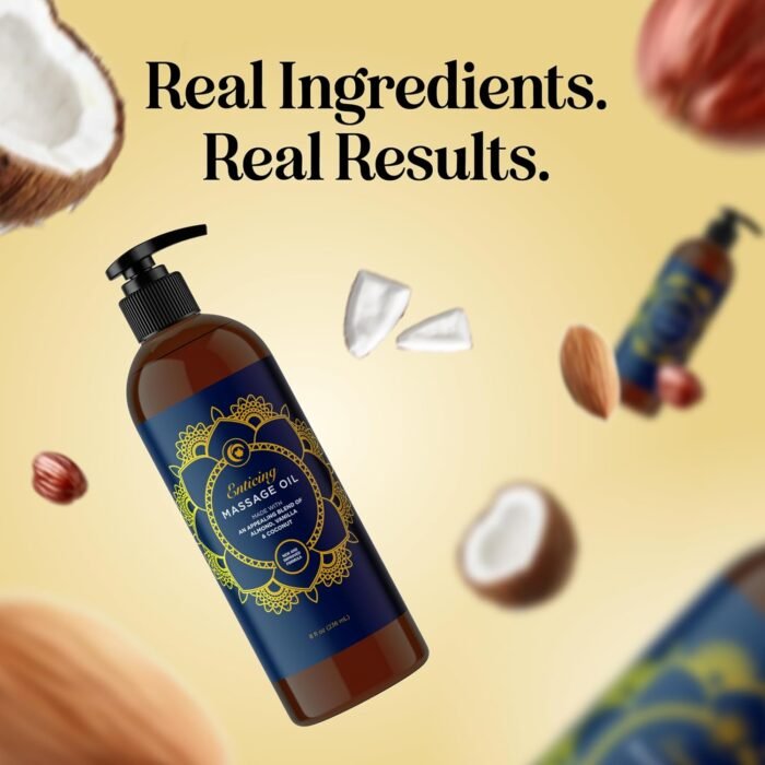 Luxurious Vanilla Massage Oil for Couples - Easy Glide Non Greasy Sweet Vanilla Sensual Massage Oils for Date Night with Silky Smooth Sweet Almond Oil Coconut and Jojoba - Vegan Non GMO & Gluten Free - Image 10