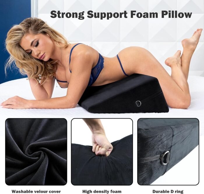 BDSM Sex Restraint Set- 24inch Sex Cushion Position Pillow with Adjustable Sex Strap, Multifunctional Foam Support Sex Ramp Furniture for Couple Deep Position, Sex Bondage Thigh Sling for Women Men - Image 4