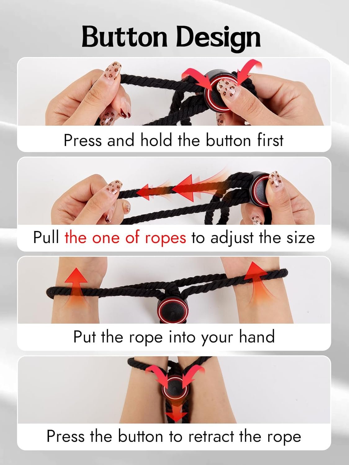 BDSM Rope Sex Restraint Handcuffs - 2 Pcs Sex Bondge Restraints Toy Cotton SM Harness Wristcuffs Anklecuffs Handmade Suitable for Adult Fetish Slave Play Couples Multifunctional (Black) - Image 3