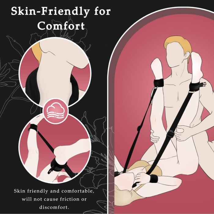 Sex Bondage Restraints BDSM Ankle Restraints Lock Adjustable Neck to Thigh/Ankle Cuffs Sex Straps Bed Restraints Sex Sling Sex Toys Couples Game Play - Image 6