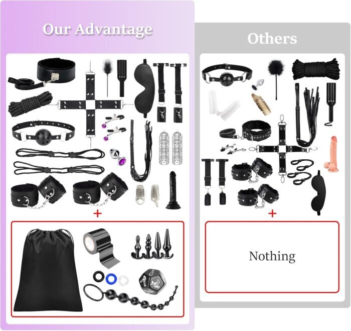 36Pcs BDSM Bondage Sex Toys Sets, Upgrade Restraints Gear & Accessories, Sex Toy Kit for Women and Couples, Adults Toys with Handcuffs Sex and Anal Plug and Storage Bag - Image 3