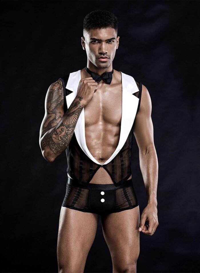 Mens Butler Waiter Cosplay Costume Tuxedo Sexy Lingerie Set Role Play Servant Dress Uniform Gay Bar Nightclub Outfit - Image 4