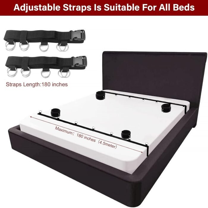 Sex Bondage BDSM Kit, Under King/Queen Bed Restraints Set with Adjustable Hand Cuffs Ankle Cuff, Sex Restraints Straps Adult Sex Toys Bondage Gear & Accessories for Couples Sex Play SM Games - Image 4