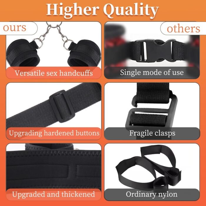 BDSM Sex Bondage Neck to Wrist Restraints Kit, Sex Toys for Couple Adjustable Behind Back Handcuffs Bondage Restraints Set, Bed SM Adult Sex Game Play, Sex Toys for Women Man Beginner - Image 6