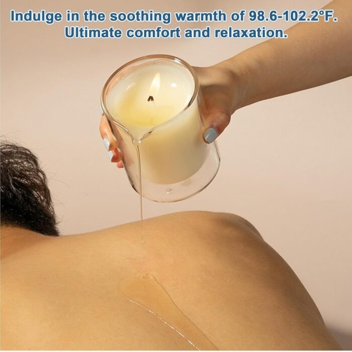 Soy Massage Oil Candle, 6.5 OZ Beautiful Double Layer Glass Low Temp Vanilla Candle, Moisturizing Essential Oil Body Massage Candle For Home & Spa, Intensive Skin Treatment Candle (Vanilla) - Image 5