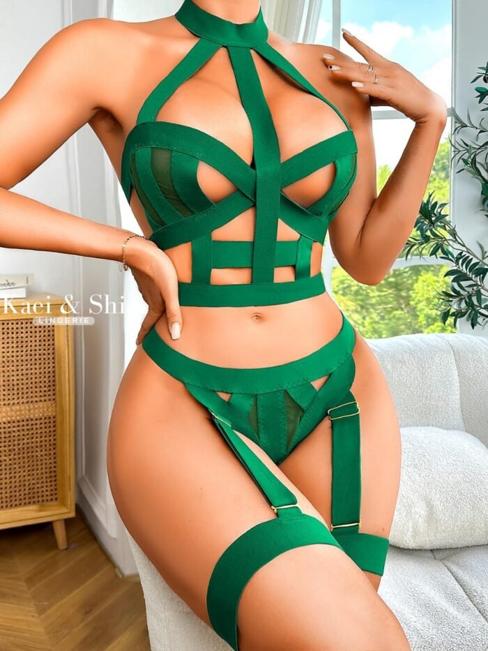 Kaei&Shi Strappy Cutout Lingerie, Halter Backless Garter, Sexy Top Outfits - Image 5