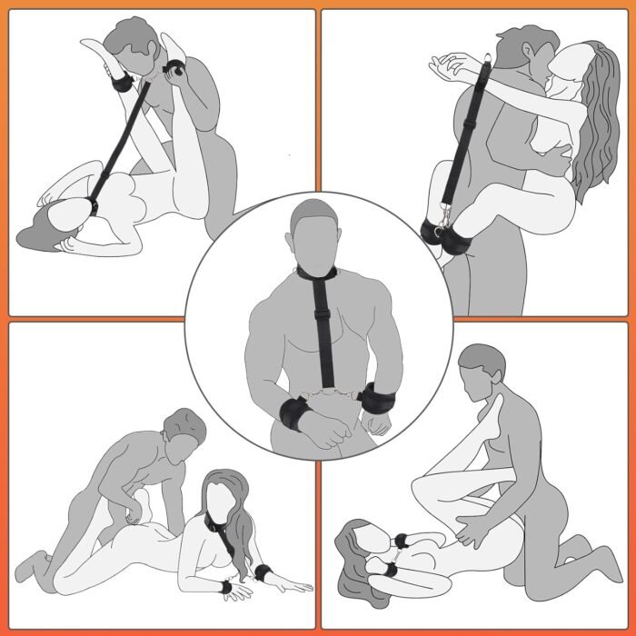 BDSM Sex Bondage Neck to Wrist Restraints Kit, Sex Toys for Couple Adjustable Behind Back Handcuffs Bondage Restraints Set, Bed SM Adult Sex Game Play, Sex Toys for Women Man Beginner - Image 7