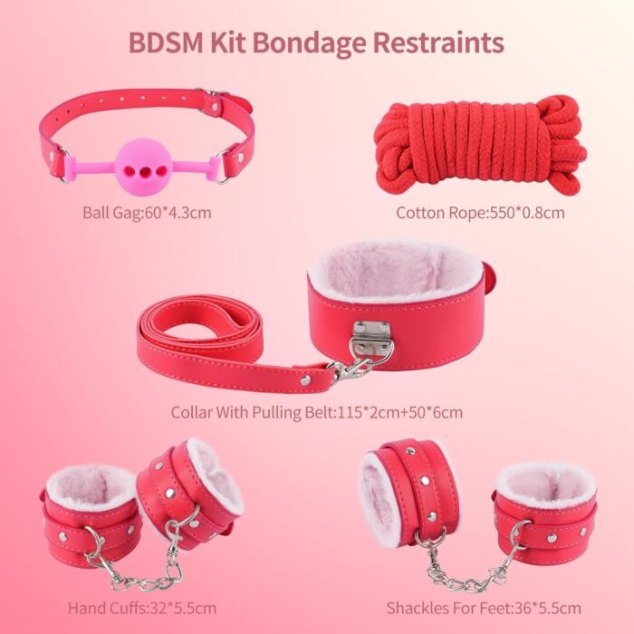 BDSM Kit Sex Bondage Restraints - Upgraded 11PCS Bondage Set with Adjustable Handcuffs Ankle Cuffs Collar Blindfold Silicone Ball Gag, Adult BDSM Sex Toys for Couples - Image 7