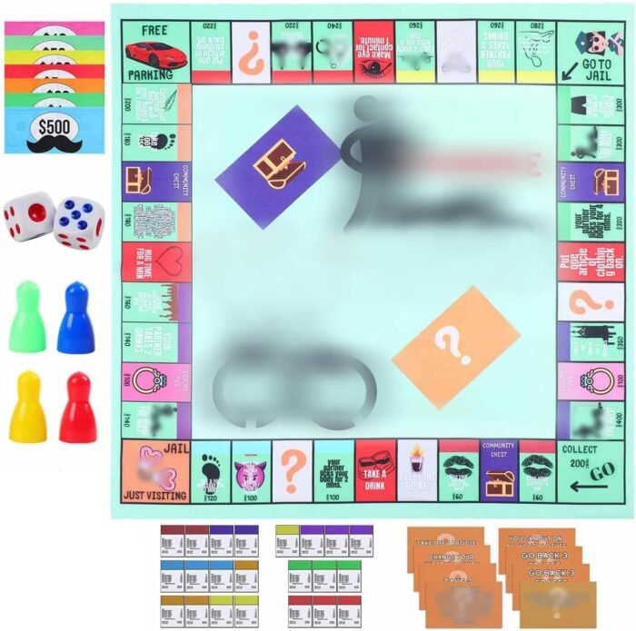 Adultopoly Board Games, Adultopoly Couple Game Card Board Game, Couple Games Card Board Game Props, Couple Adult Opoly Board Game, Date Night Couple Games (1 Set)