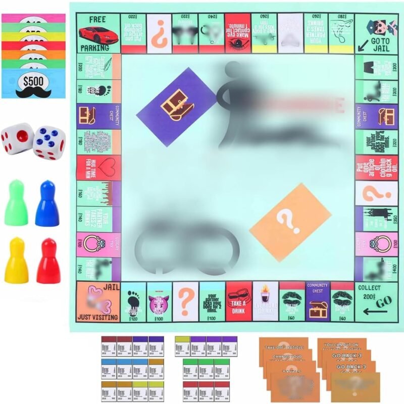 Adultopoly Board Games, Adultopoly Couple Game Card Board Game, Couple Games Card Board Game Props, Couple Adult Opoly Board Game, Date Night Couple Games (1 Set)