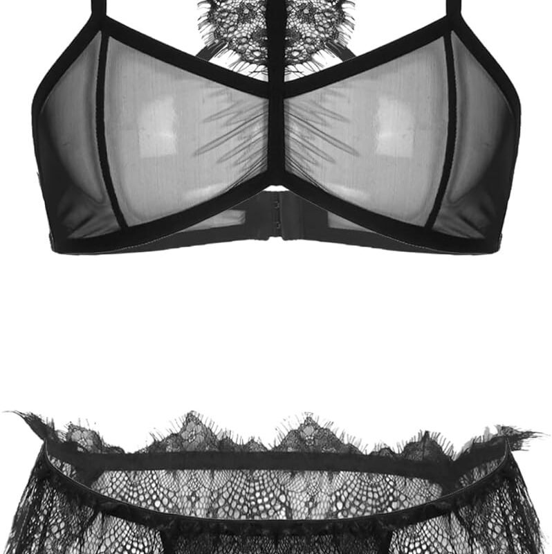 YiZYiF Men's Adult Sissy Bra Top Jockstrap Micro Thong 2 Pieces Lingerie Set Nightwear