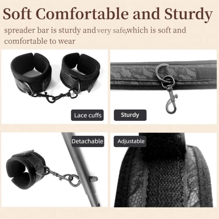 Spreader Bar Sex Toys BDSM Bondage Restraints with Handcuffs Ankle Cuffs for Couples Adults SM Games Adjustable 22-36 Inch - Image 4