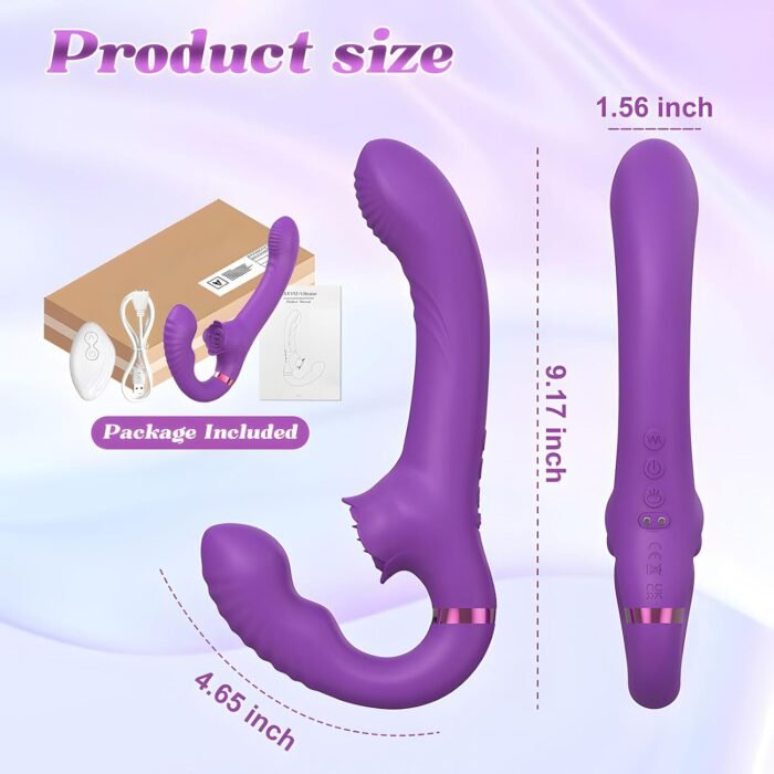 Strapless Strap On G-Spot Dildo Vibrator, Double Ended Wearable Stimulation with 10 Vibrating Modes & Remote Control, Anti-Slip Silicone Realistic Butt Plug, Adult Sex Toy for Women Couple Lesbian - Image 6