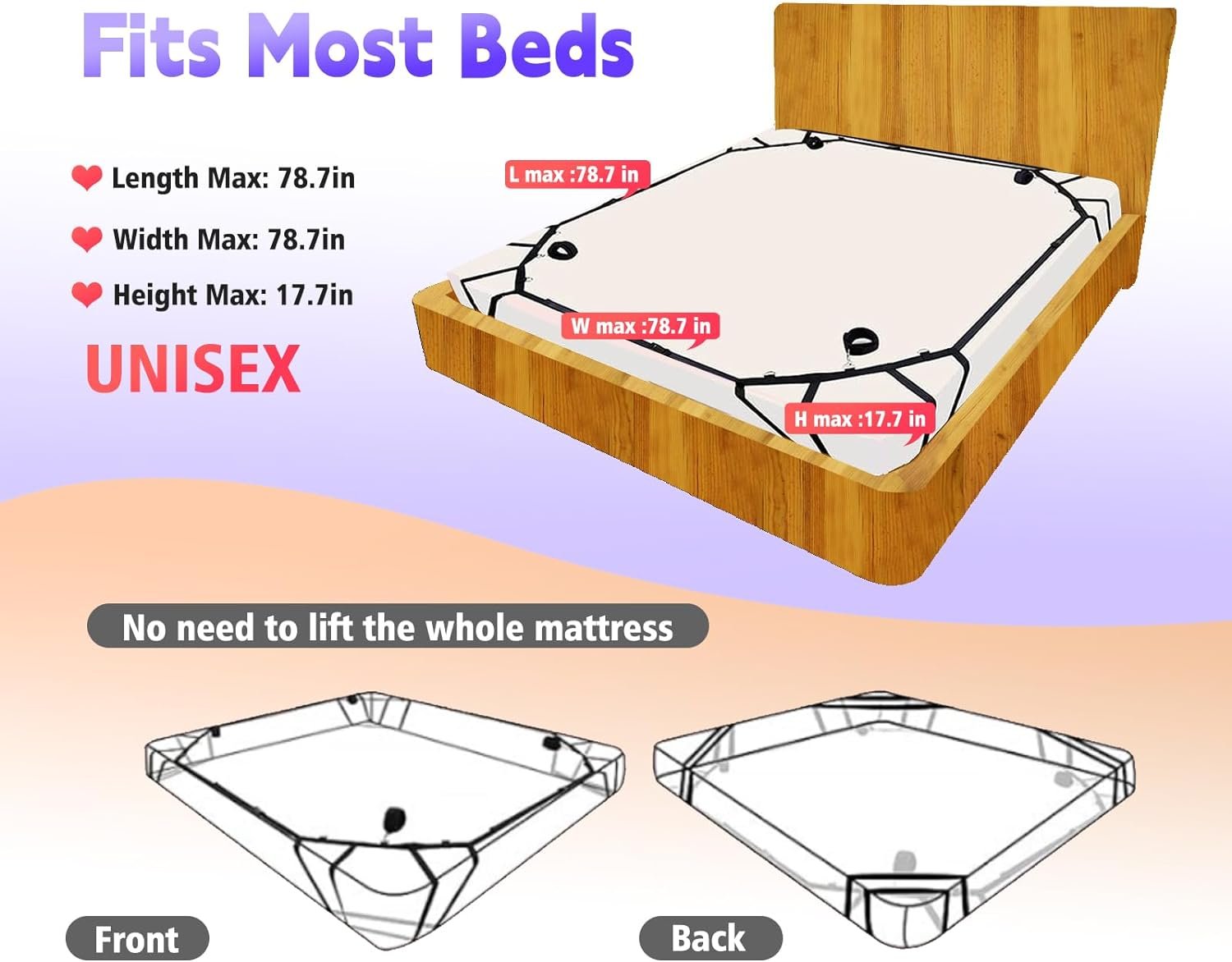 BDSM-Sex-Bondage-Kit Couples Bed Restraints Set,10 Pcs Adult Sex Toys with 4 Adjustable Wrist Thigh Cuffs,Whip,Eye Mask - Image 5