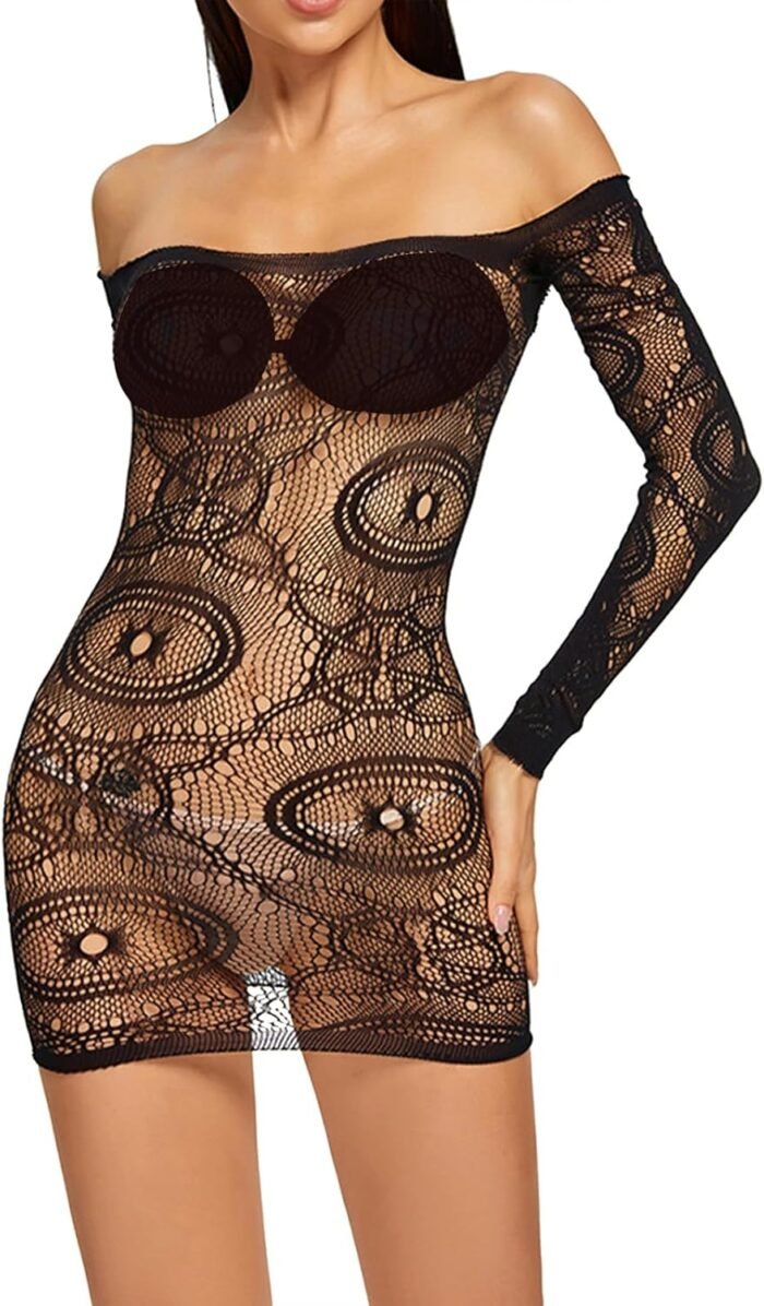 Sexy Lingerie For Women Naughty Sparkle Rhinestone Fishnet Lingerie Set Teddy Erotic Mesh Rave Outfit