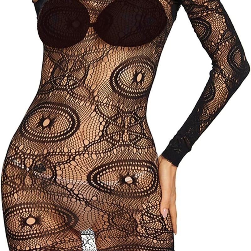 Sexy Lingerie For Women Naughty Sparkle Rhinestone Fishnet Lingerie Set Teddy Erotic Mesh Rave Outfit