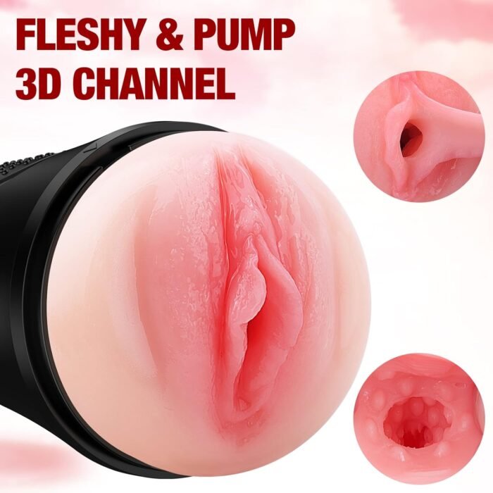 Mens Sex Toys Male Masturbator, Vibrating Masturbator Squeezable Pocket Pussy for Men with 7.5" Depth Lifelike Textured Vagina, Plump and Soft Fleshy Masturbating Stroker Toys, Adult Sex Toys for Men - Image 3