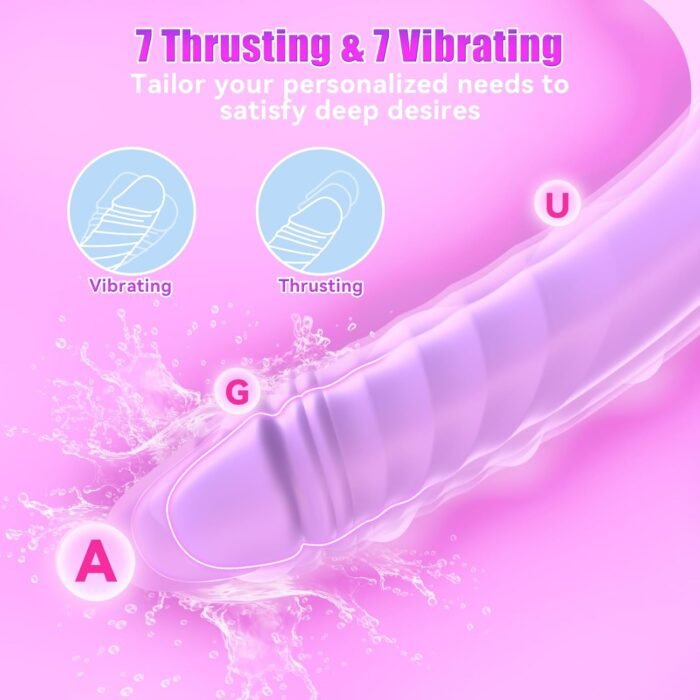 Thrusting Dildo Vibrator-8.3" G Spot Vibrator Womens Sex Toys with 7 Vibrating & 7 Thrusting Modes,Adult Toys Dildos for Women Clitoral & Men Anal Stimulation,Sexual Pleasure Tools for Women (Purple) - Image 3