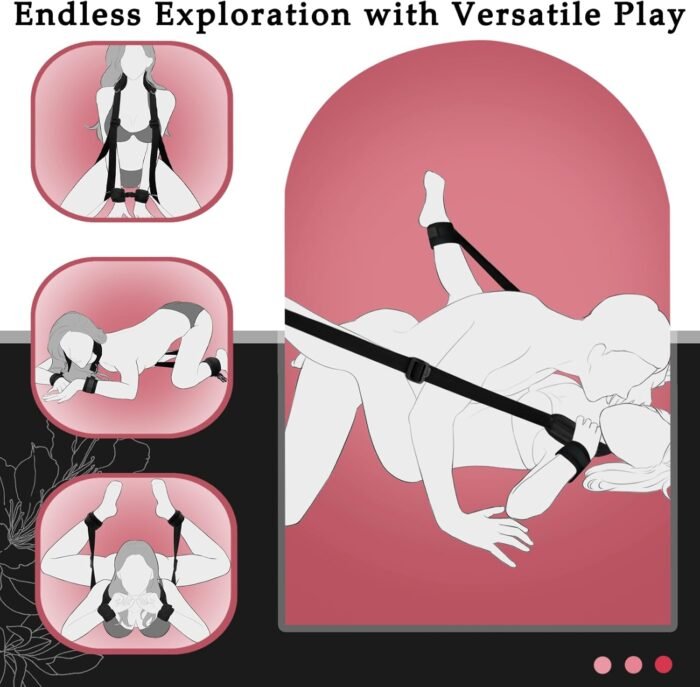 Sex Bondage Restraints BDSM Ankle Restraints Lock Adjustable Neck to Thigh/Ankle Cuffs Sex Straps Bed Restraints Sex Sling Sex Toys Couples Game Play - Image 5