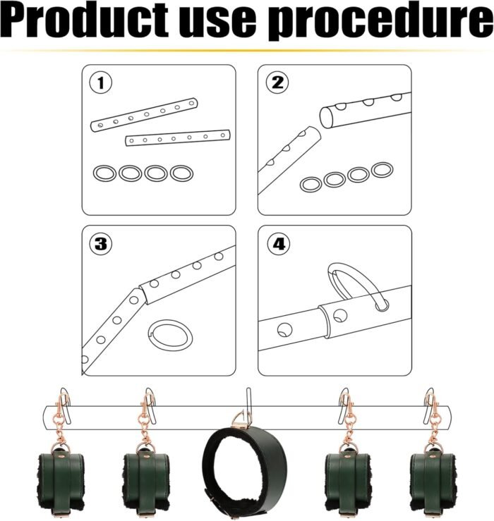 BDSM Bondage Sex Toys Restraints- Spreader Bar BDSM Toys with Adjustable Handcuffs，Wrist Ankle Neck Collar Bondage Set，Sex Restraints BDSM for Adult Couple - Image 4