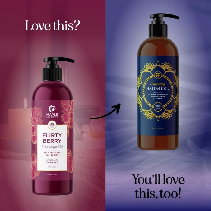 Berry Sensual Massage Oil for Couples - Fun and Fruity Full Body Massage Oil for Date Night with Smooth Gliding Coconut and Sweet Almond Oil with Tempting Berry Scent - Non GMO Gluten Free and Vegan - Image 5