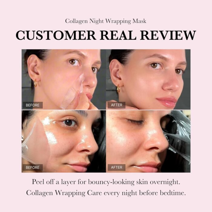 medicube Collagen Overnight Wrapping Peel Off Facial Mask Pack - Elasticity & Hydration Care, Reduces Sagging & Dullness - Hydrolyzed Collagen For Glowing Skin - Korean Skin Care, 2.53 fl.oz - Image 6