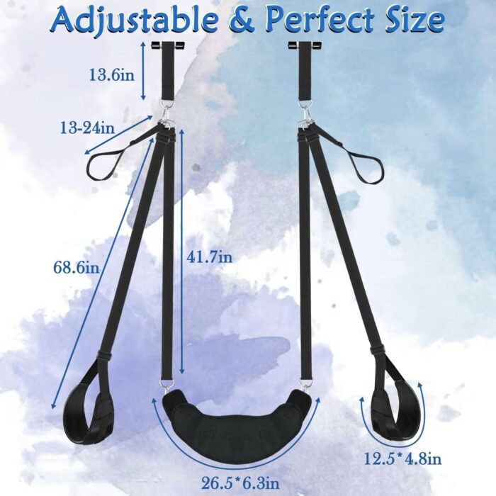 Sex Swing Bondage Restraints BDSM Toys, Selver 2 in 1 Door Sex Swing & Thigh Sling with Adjustable Straps, BDSM Kit Couples Toys with Leather Plush Cushion - Image 6